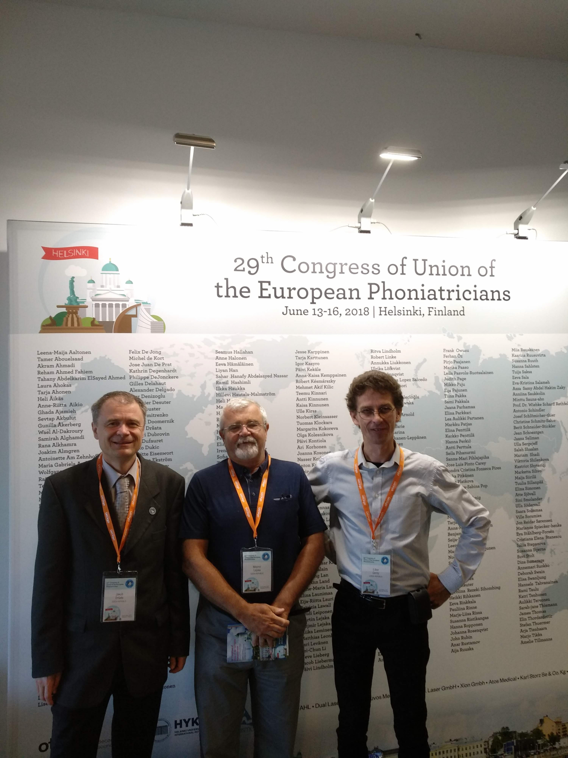 Obr. 1: zúčastnění foniatři na UEP kongresu (zleva: Dršata, Lejska, Černý)